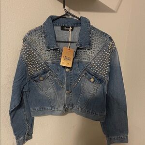 Blue Studded Denim Jacket